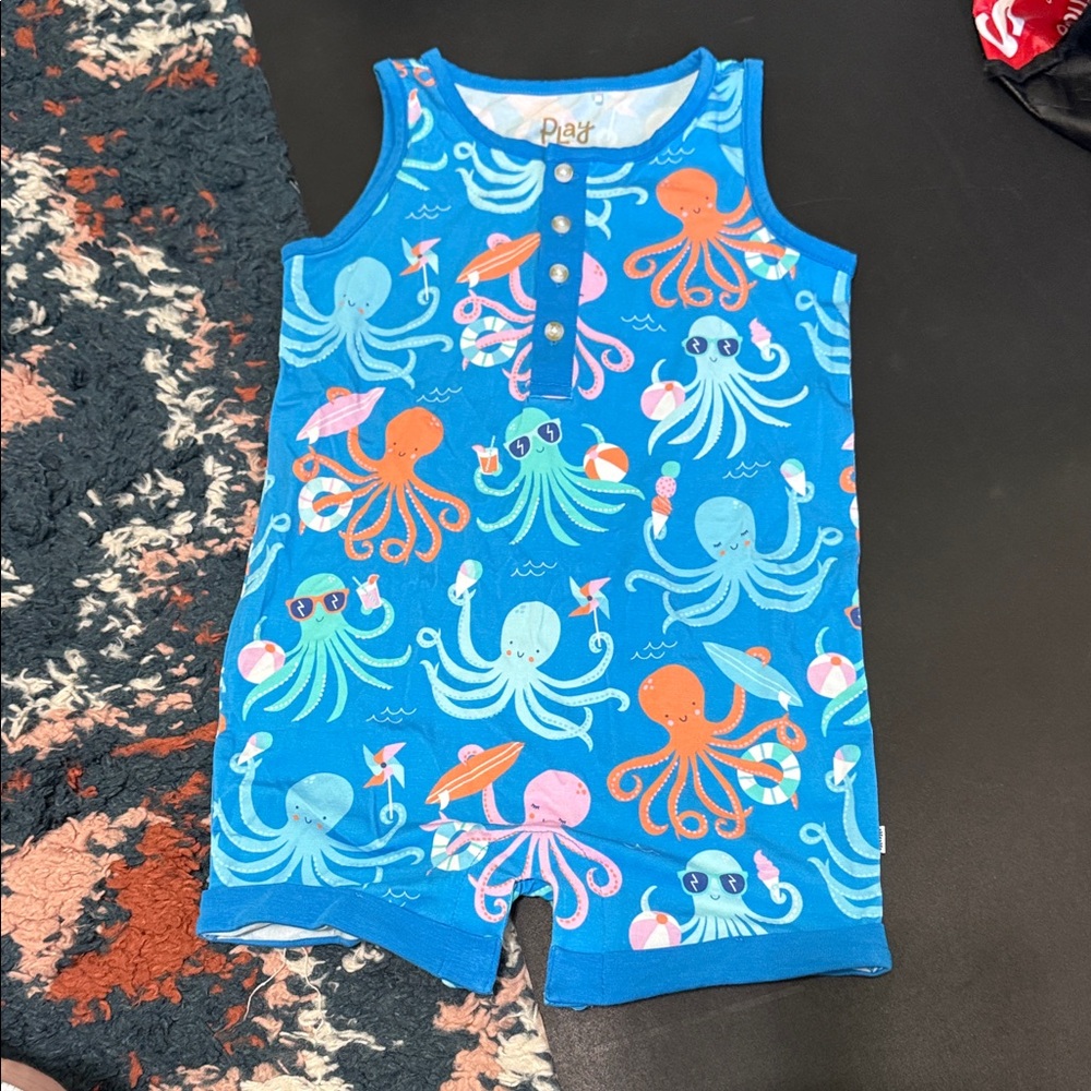 Little Sleepies Play Blue Octopus Tank Romper